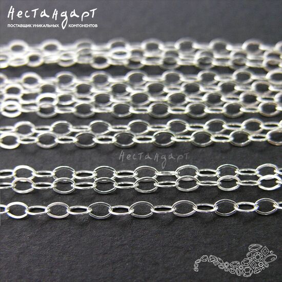 Цепочка Flat Sterling Silver 2.5х1.9 мм (уп. 10 см), изображение 2