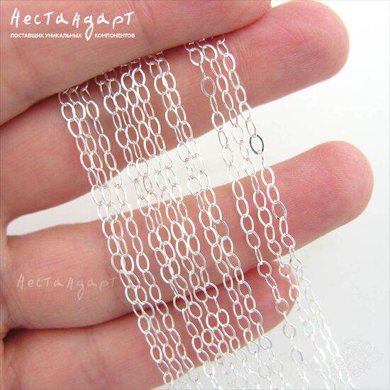 Цепочка Flat Sterling Silver 2.5х1.9 мм (уп. 10 см), изображение 3