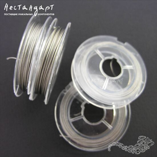 Ювелирный тросик (ланка) Серый 0,38 мм (уп. 10 м), изображение 2