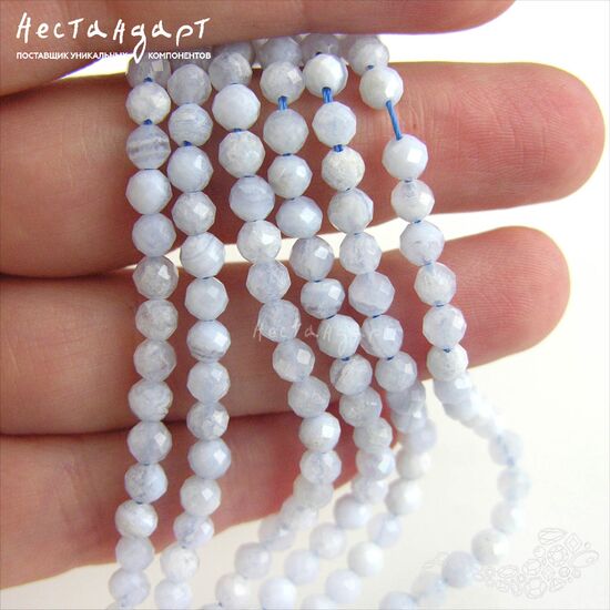 Агат голубой натуральный 4,5 мм (нить 10 см), изображение 2