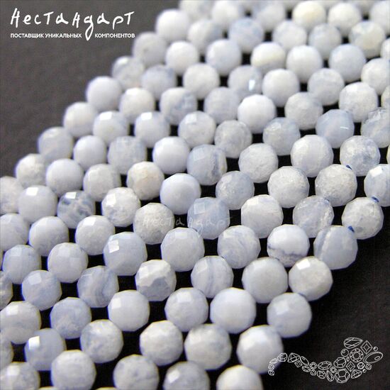 Агат голубой натуральный 4,5 мм (нить 10 см), изображение 4