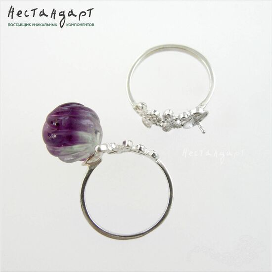 Основа для кольца Spring Song Sterling Silver Rhodium Plated регулируемая, изображение 2