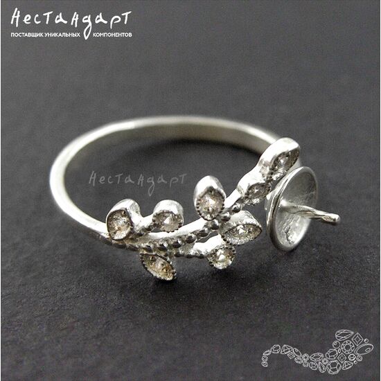 Основа для кольца Spring Song Sterling Silver Rhodium Plated регулируемая, изображение 5