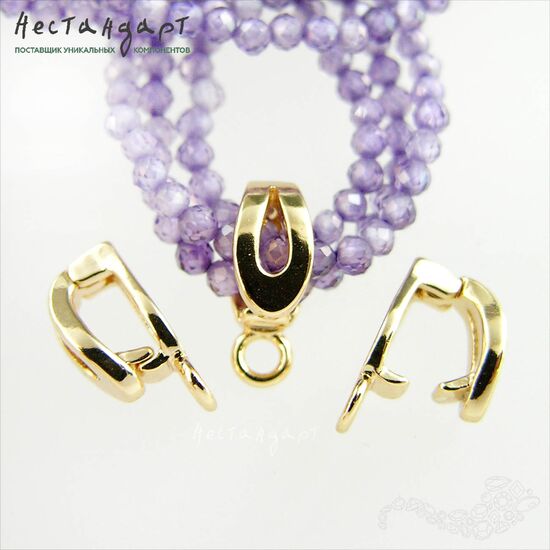 Бейл-держатель для кулона с замком Loop Gold Plated 4х11 мм