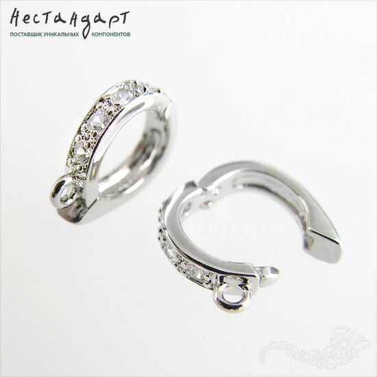 Бейл-держатель для кулона с замком Inlay Rhodium Plated 12х11 мм