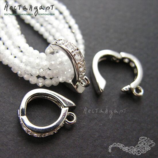 Бейл-держатель для кулона с замком Inlay Rhodium Plated 12х11 мм, изображение 2