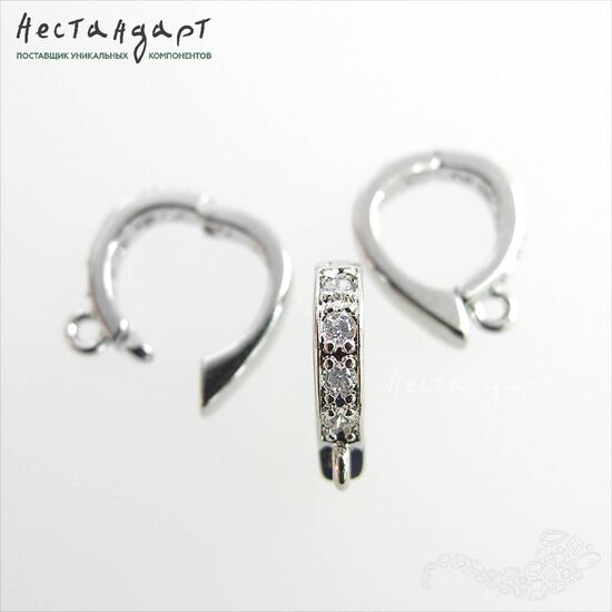 Бейл-держатель для кулона с замком Inlay Rhodium Plated 12х11 мм, изображение 3