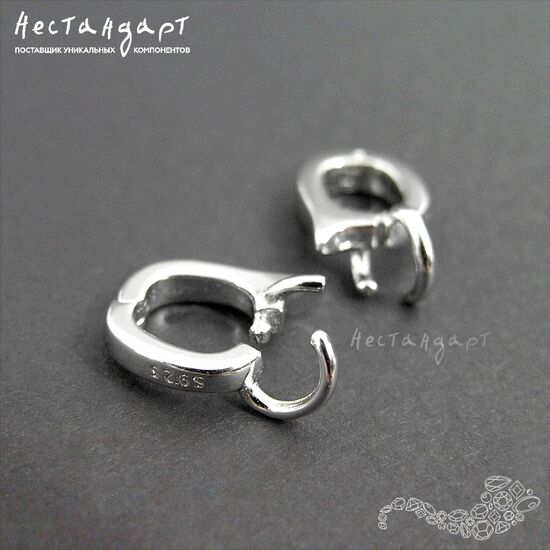 Бейл-держатель для кулона с замком Loop-Lock Sterling Silver Rhodium Plated 14 мм., изображение 3