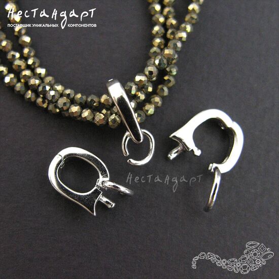 Бейл-держатель для кулона с замком Loop-Lock Sterling Silver Rhodium Plated 14 мм., изображение 5