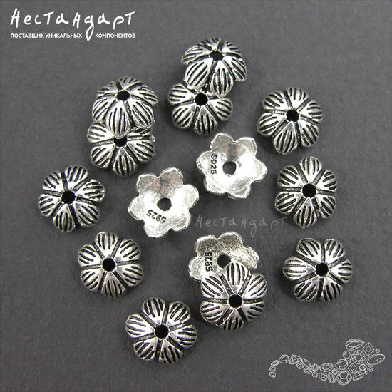 Чашечки для бусин Ninfea Sterling Silver 7х3 мм, изображение 2