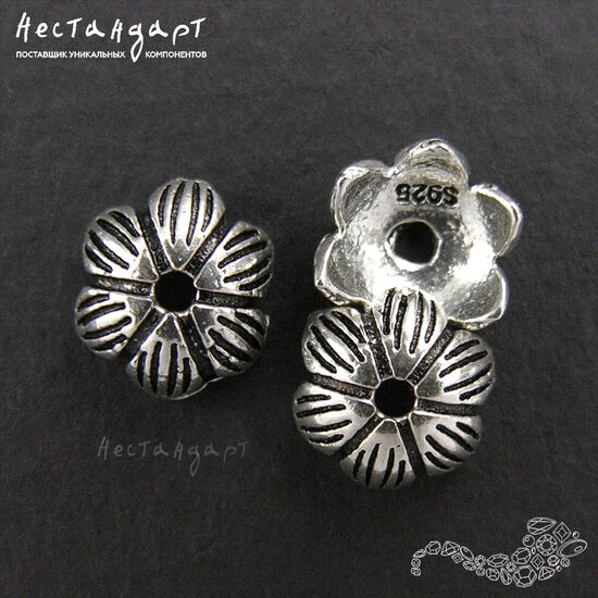 Чашечки для бусин Ninfea Sterling Silver 7х3 мм, изображение 3