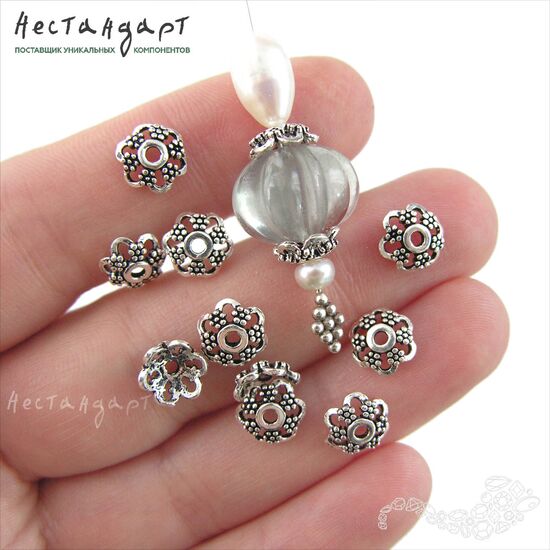Чашечки для бусин Meadow Sterling Silver 8х3 мм, изображение 2