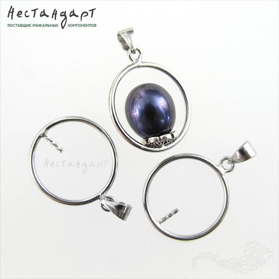 Подвеска-основа со штифтом Ring-Pin Sterling Silver 21х15 мм