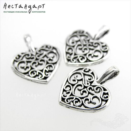 Подвеска Azhur Silver Heart 18х14 мм