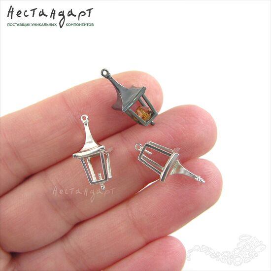Коннектор Venetian Lantern Sterling Silver 19,5х8 мм, изображение 4
