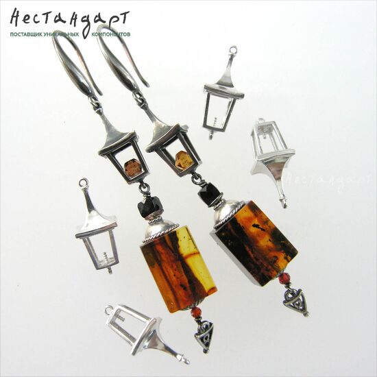 Коннектор Venetian Lantern Sterling Silver 19,5х8 мм, изображение 5