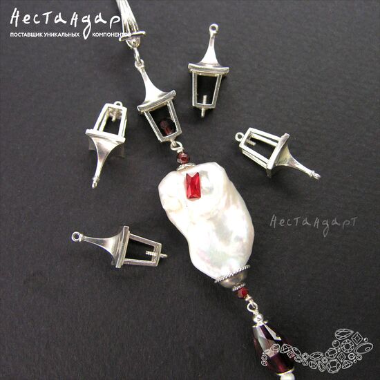 Коннектор Venetian Lantern Sterling Silver 19,5х8 мм, изображение 6