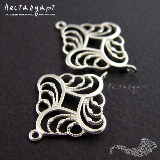 Коннектор Riddle Sterling Silver Rhodium Plated 24,5х18 мм, изображение 3