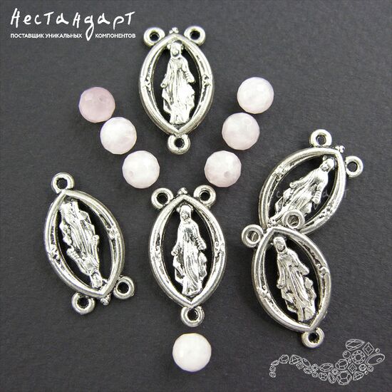 Коннектор-медальон для розария Rosary Medallion 24х13 мм, изображение 3