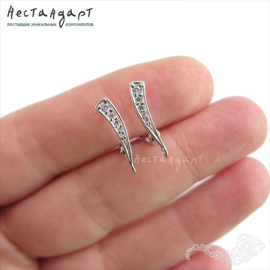 Швензы Comet Trail Sterling Silver Rhodium Plated 17х3,5 мм (пара), изображение 2