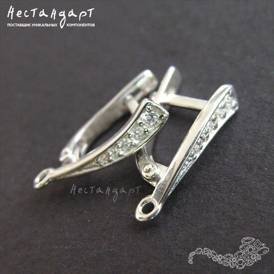 Швензы Comet Trail Sterling Silver Rhodium Plated 17х3,5 мм (пара), изображение 3