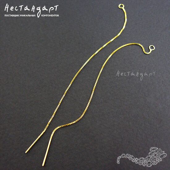 Швензы-протяжки с петлей Box Vermeil Sterling Silver 95 мм (пара), изображение 2