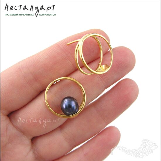 Швензы-пусеты Du Soleil Vermeil Sterling Silver 19х8 мм (пара), изображение 2