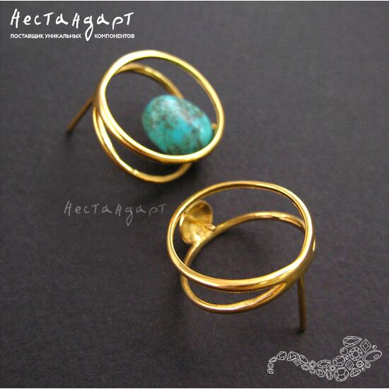 Швензы-пусеты Du Soleil Vermeil Sterling Silver 19х8 мм (пара), изображение 3