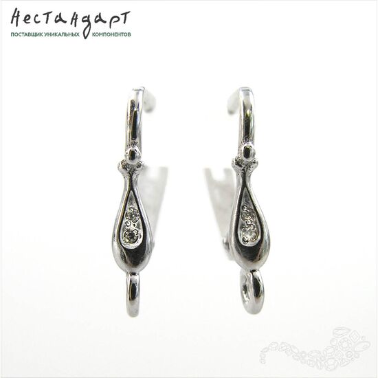 Швензы Pomegranate Sterling Silver Rhodium Plated 16х3 мм (пара), изображение 4