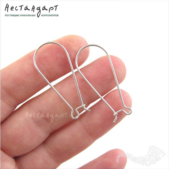 Швензы-петли с замком Sterling Silver Rhodium Plated 36 мм (пара), изображение 3