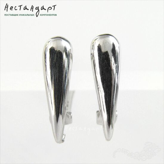 Швензы Silver Drop Rhodium Plated 15х4 мм (пара), изображение 4