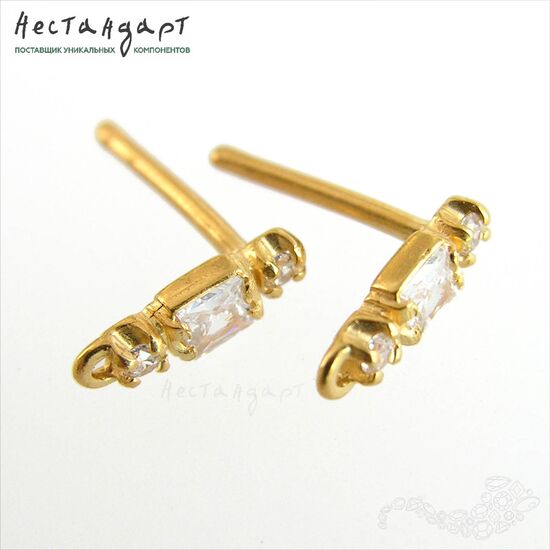 Швензы-пусеты Princess Vermeil Sterling Silver 10х3 мм (пара)