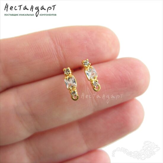 Швензы-пусеты Princess Vermeil Sterling Silver 10х3 мм (пара), изображение 2