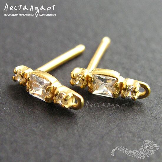 Швензы-пусеты Princess Vermeil Sterling Silver 10х3 мм (пара), изображение 4