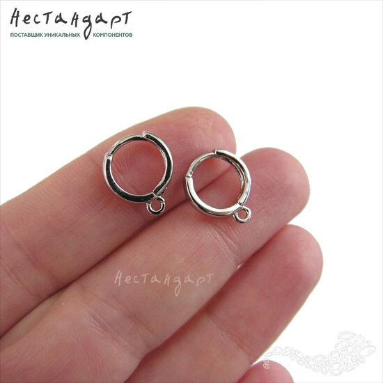 Швензы Mini Ring Sterling Silver Rhodium Plated 12 мм (пара), изображение 3