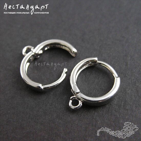 Швензы Mini Ring Sterling Silver Rhodium Plated 12 мм (пара), изображение 4