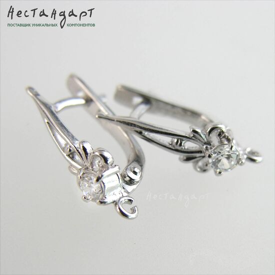 Швензы Pinnacle Sterling Silver Rhodium Plated 19х6 мм (пара), изображение 4