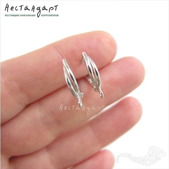 Швензы Tessere Sterling Silver Rhodium Plated 16,5х3 мм (пара), изображение 3
