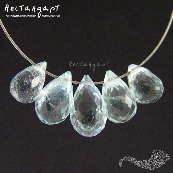 Аквамарин натуральный Briolette ювелирная огранка 9-11х5-7 мм