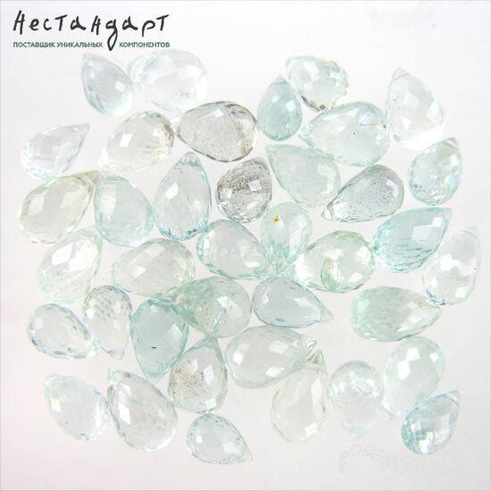 Аквамарин натуральный Briolette ювелирная огранка 9-11х5-7 мм, изображение 5