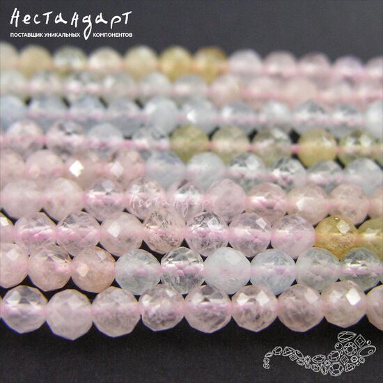 Берилл-микс натуральный 4 мм (нить 10 см), изображение 2