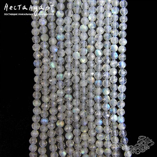 Лабрадор натуральный с огранкой 3,5 мм (нить 10 см), изображение 2