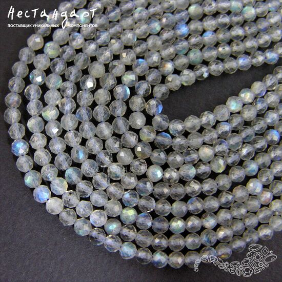 Лабрадор натуральный с огранкой 3,5 мм (нить 10 см), изображение 3