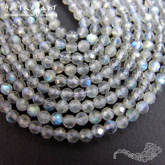 Лабрадор натуральный с огранкой 3,5 мм (нить 10 см)