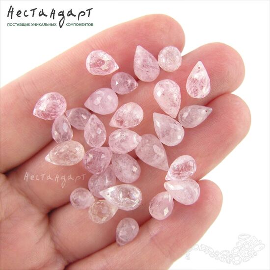 Морганит натуральный Briolette ювелирная огранка 9-11х6-7 мм, изображение 3