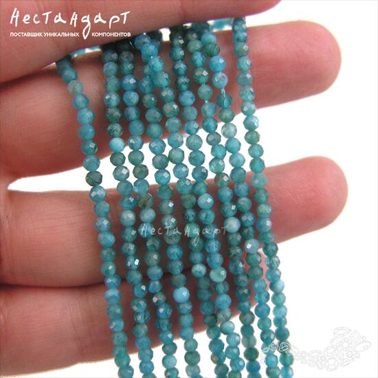 Апатит натуральный с ювелирной огранкой 2 мм (нить 19,5 см), изображение 2