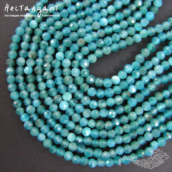 Апатит натуральный с ювелирной огранкой 2 мм (нить 19,5 см), изображение 3