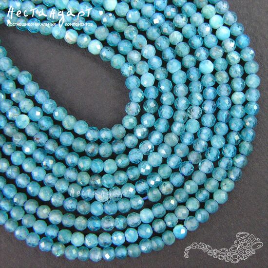 Апатит натуральный с ювелирной огранкой 3 мм (нить 8.5 см), изображение 3