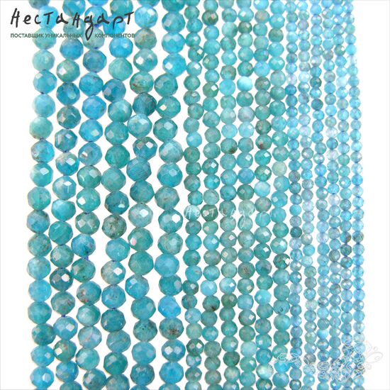 Апатит натуральный с ювелирной огранкой 3 мм (нить 8.5 см), изображение 4