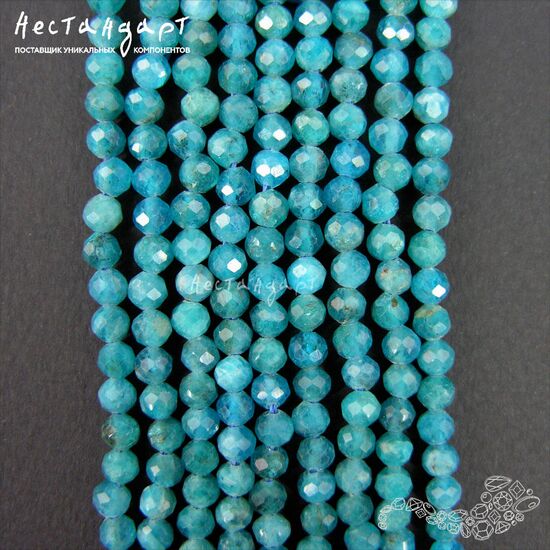 Апатит натуральный с ювелирной огранкой 4 мм (нить ок. 10 см), изображение 2